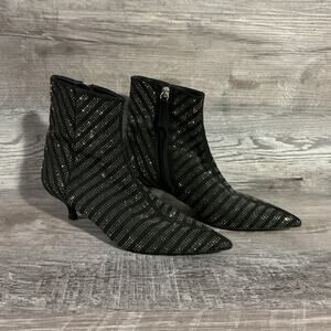 Zara Trafaluc Rhinestone Stripe Pointed Toe Ankle Boots Size 40 / US 9